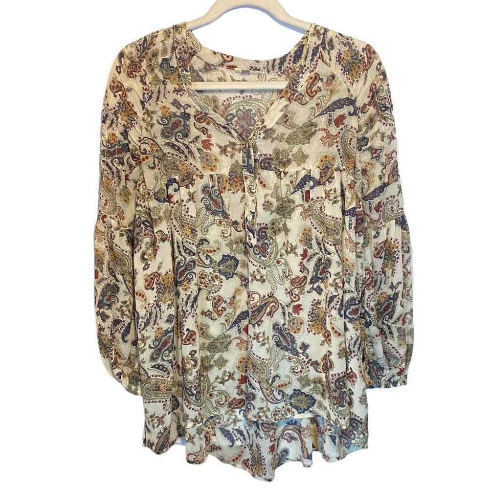 Urban Outfitters Ecote Womens Sz XS Peasant Blouse Long Sleeve Paisley Print